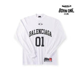 Balenciaga Basketball Long Sleeve Large Fit T-Shirt in Off White Camiseta