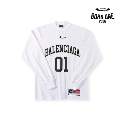 Balenciaga Basketball Long Sleeve Large Fit T-Shirt in Off White Camiseta