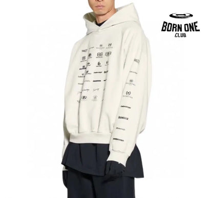 Balenciaga Beige Multilogo Hoodie Moletom Sweatshirts