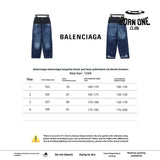 Balenciaga black and blue patchwork ripped denim Calça Jeans