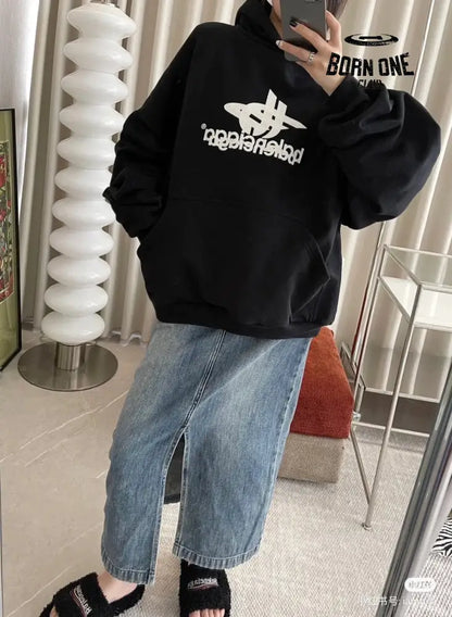 Balenciaga Black Graphic Hoodie Moletom Sweatshirts