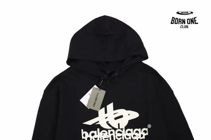 Balenciaga Black Graphic Hoodie Moletom Sweatshirts