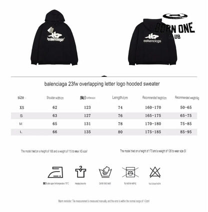 Balenciaga Black Graphic Hoodie Moletom Sweatshirts