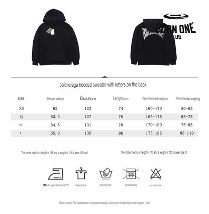 Balenciaga Black Hoodie Moletom Sweatshirts