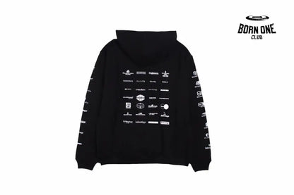 Balenciaga Black Multilogo Hoodie Moletom Sweatshirts