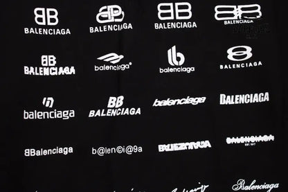 Balenciaga Black Multilogo Hoodie Moletom Sweatshirts