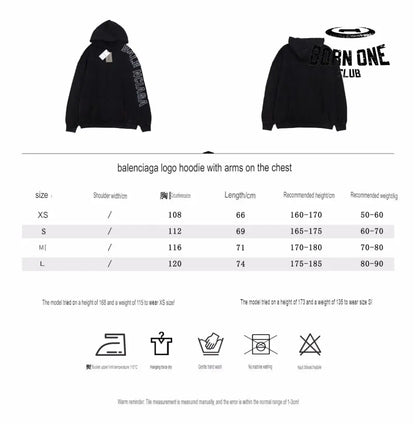 Balenciaga Black Oversized Hoodie Moletom Sweatshirts