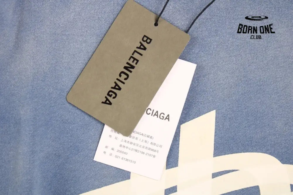 Balenciaga Blue Graphic Hoodie Moletom Sweatshirts