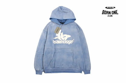 Balenciaga Blue Graphic Hoodie Moletom Sweatshirts