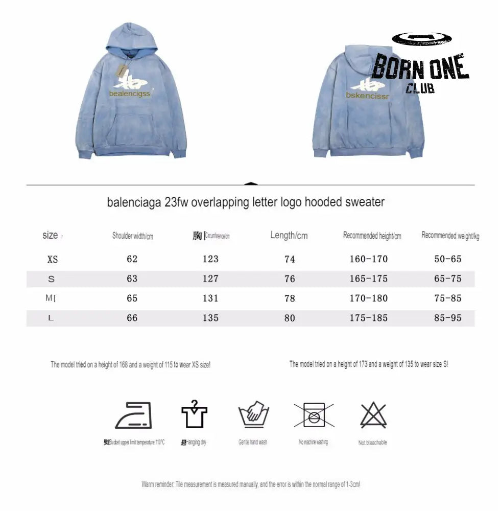 Balenciaga Blue Graphic Hoodie Moletom Sweatshirts