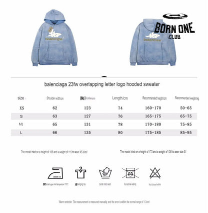 Balenciaga Blue Graphic Hoodie Moletom Sweatshirts