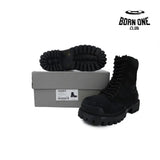 Balenciaga Boots Black Canvas Distressed Strike Boots Bota
