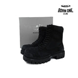 Balenciaga Boots Black Canvas Distressed Strike Boots Bota