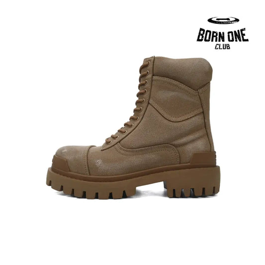 Balenciaga Boots Brown Canvas Distressed Strike Boots Bota