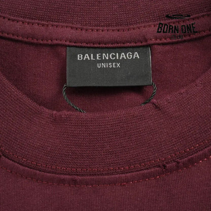 Balenciaga Burgundy Logo T-Shirt Camiseta T-shirt