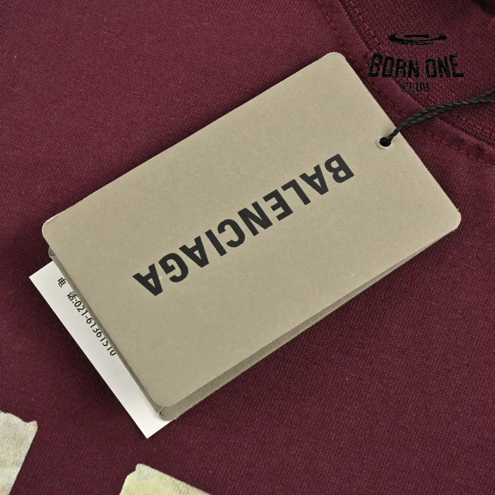 Balenciaga Burgundy Logo T-Shirt Camiseta T-shirt