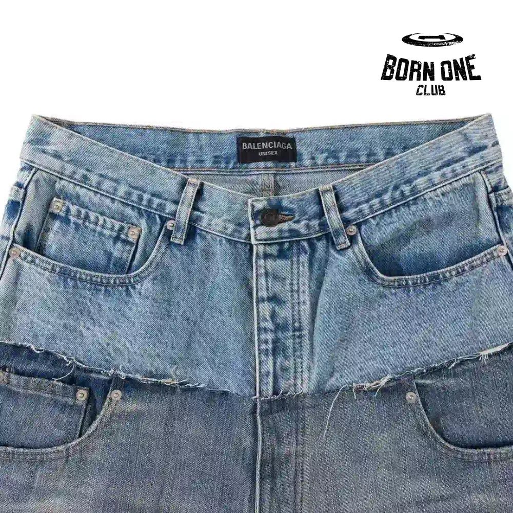 Balenciaga Cut-Up Baggy Pants In Blue Denim Calça Jeans
