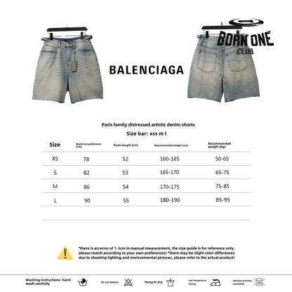 Balenciaga distressed art denim shorts Bermuda Jeans