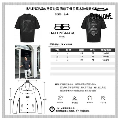 Balenciaga Distressed Logo T-Shirt in Black Camiseta T-shirt
