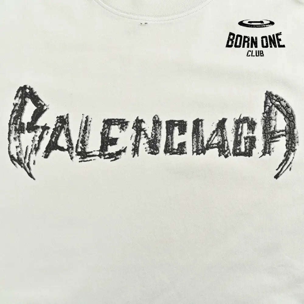 Balenciaga Distressed Logo T-Shirt in White Camiseta T-shirt