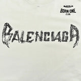 Balenciaga Distressed Logo T-Shirt in White Camiseta T-shirt
