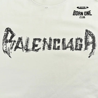 Balenciaga Distressed Logo T-Shirt in White Camiseta T-shirt