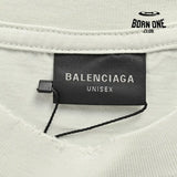 Balenciaga Distressed Logo T-Shirt in White Camiseta T-shirt