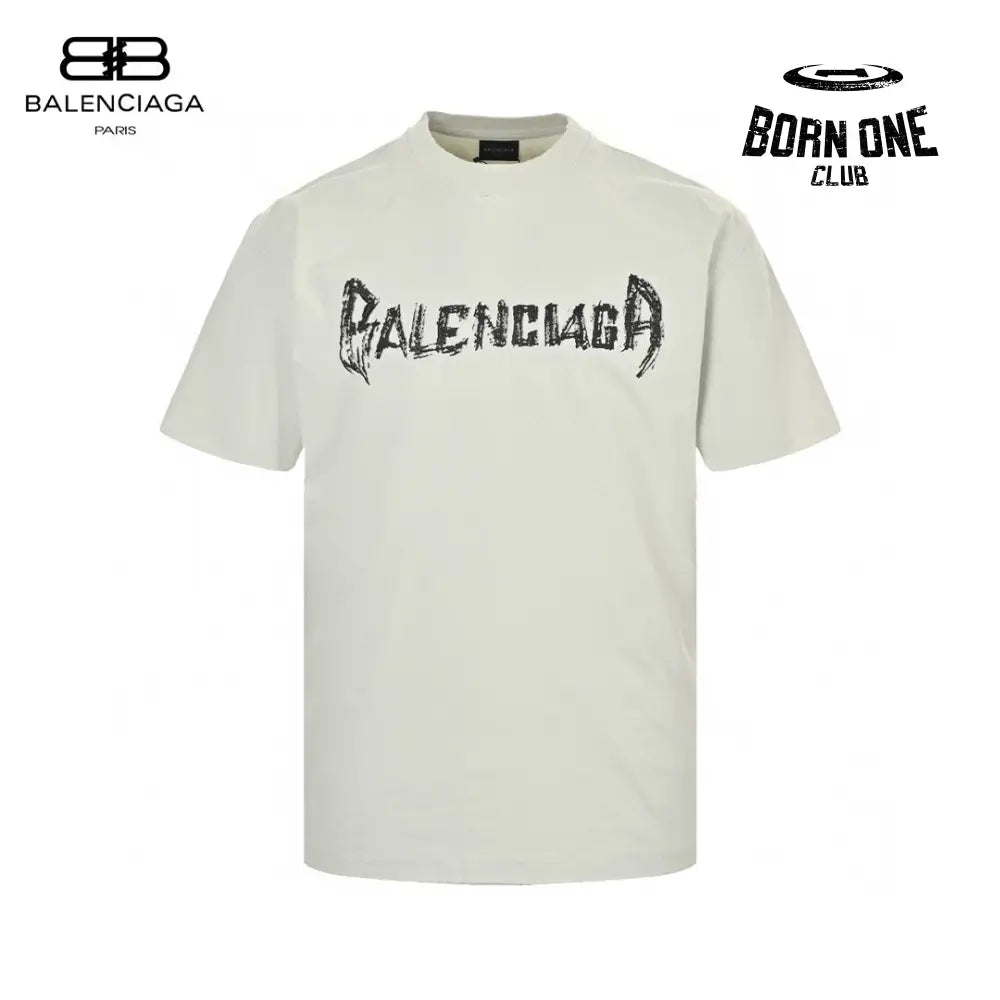 Balenciaga Distressed Logo T-Shirt in White Camiseta T-shirt