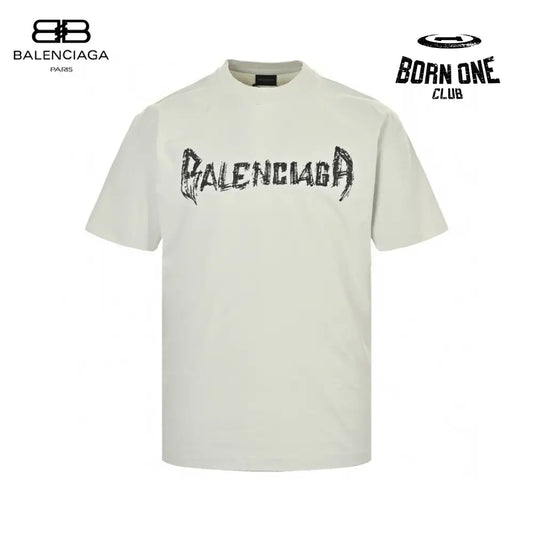 Balenciaga Distressed Logo T-Shirt in White Camiseta T-shirt
