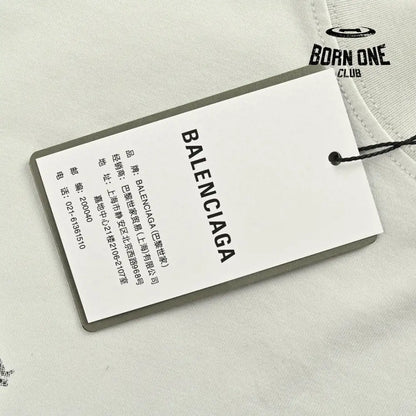 Balenciaga Distressed Logo T-Shirt in White Camiseta T-shirt