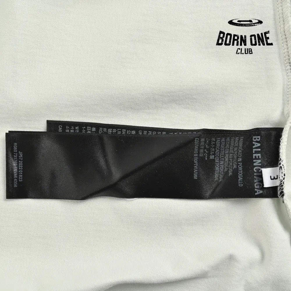 Balenciaga Distressed Logo T-Shirt in White Camiseta T-shirt