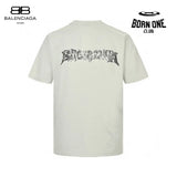 Balenciaga Distressed Logo T-Shirt in White Camiseta T-shirt