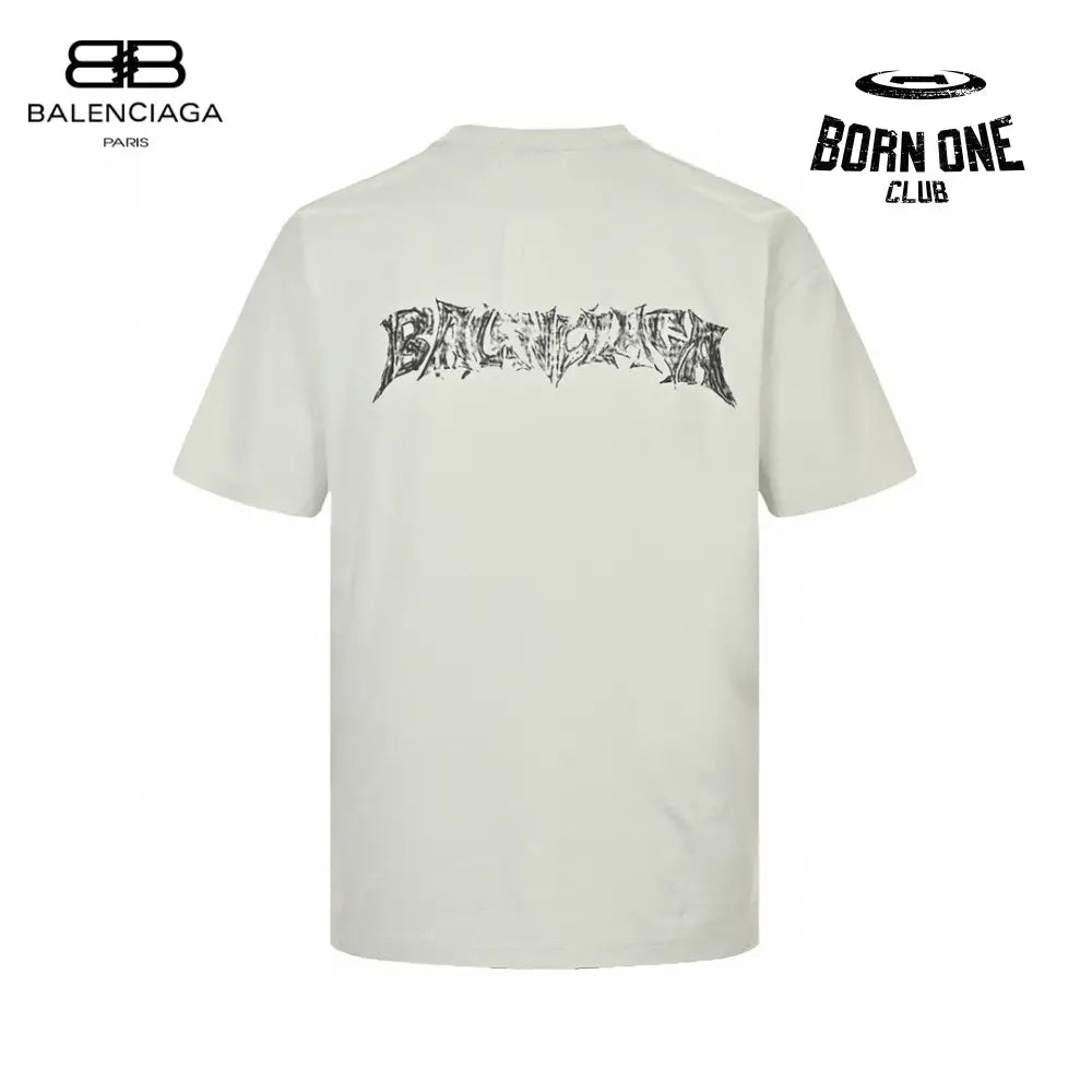 Balenciaga Distressed Logo T-Shirt in White Camiseta T-shirt