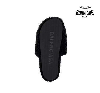 Balenciaga Furry Slide Black