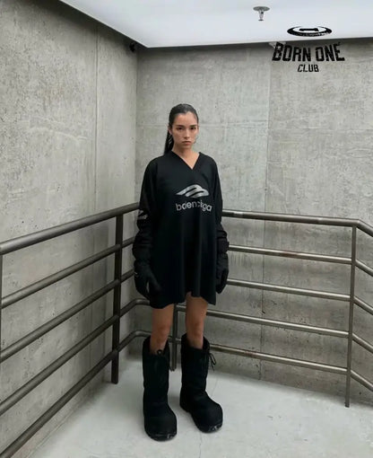 Balenciaga Long Sleeve Logo Shirt - Black Sweatshirts