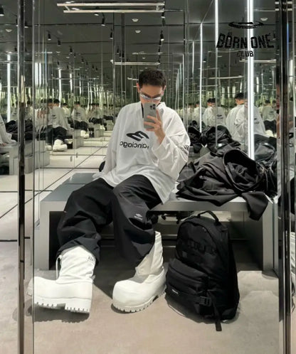 Balenciaga Long Sleeve Logo Shirt Sweatshirts