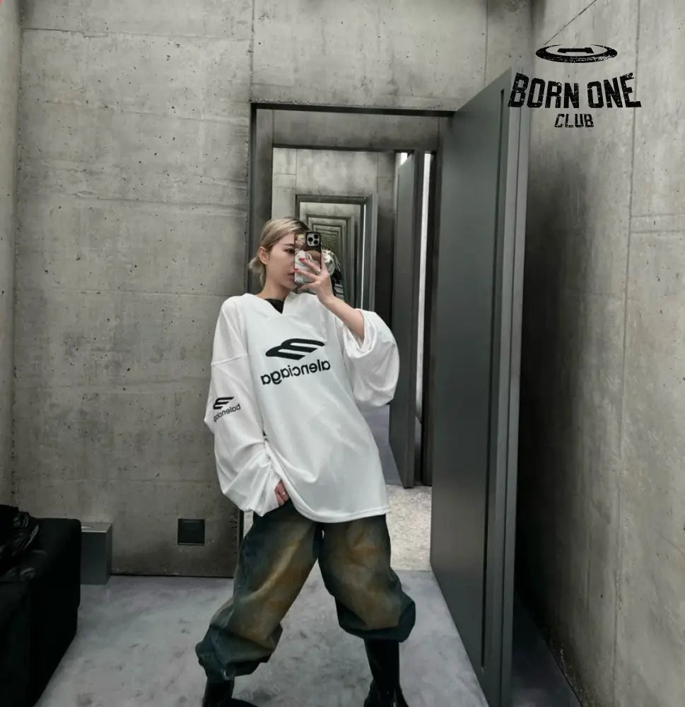 Balenciaga Long Sleeve Logo Shirt Sweatshirts