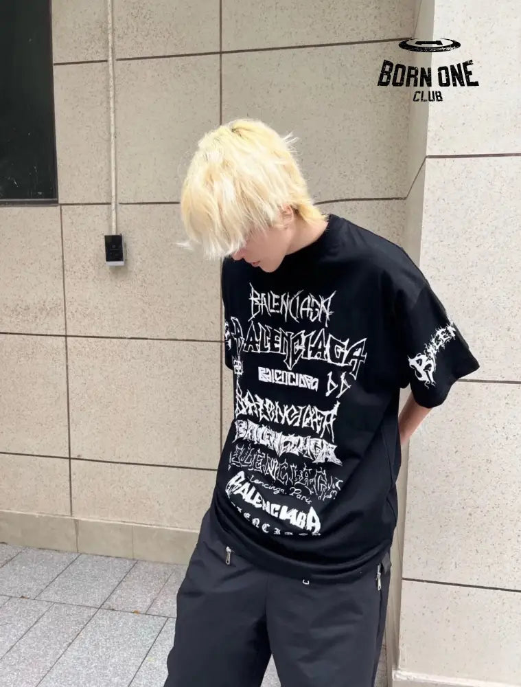 Balenciaga Multi-Logo T-Shirt (Black) Camiseta T-shirt