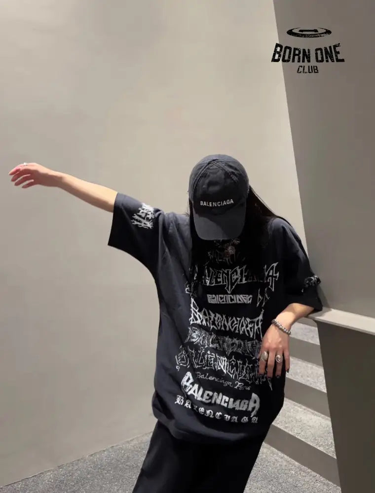 Balenciaga Multi-Logo T-Shirt (Black) Camiseta T-shirt