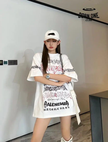 Balenciaga Multi-Logo T-Shirt (White) Camiseta T-shirt