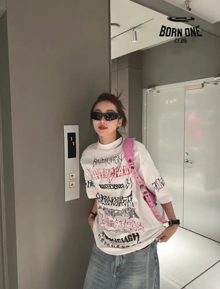 Balenciaga Multi-Logo T-Shirt (White) Camiseta T-shirt