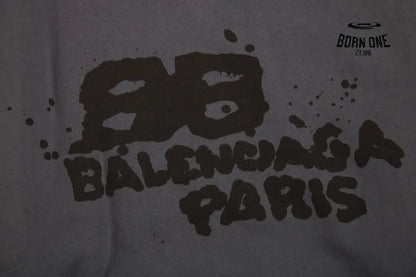Balenciaga Paris Graffiti Hoodie - Blue Moletom Sweatshirts