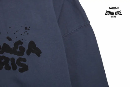 Balenciaga Paris Graffiti Hoodie - Blue Moletom Sweatshirts