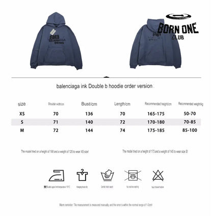 Balenciaga Paris Graffiti Hoodie - Blue Moletom Sweatshirts