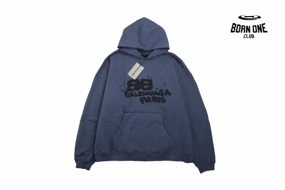Balenciaga Paris Graffiti Hoodie - Blue Moletom Sweatshirts