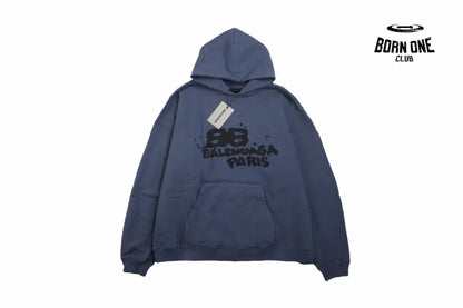 Balenciaga Paris Graffiti Hoodie - Blue Moletom Sweatshirts