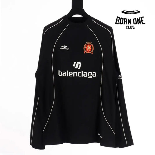 Balenciaga Paris Soccer Long Sleeve Oversized T-Shirt in Black Camiseta