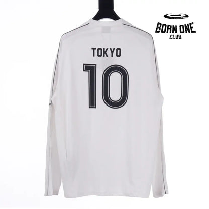 Balenciaga Paris Soccer Long Sleeve Oversized T-Shirt in White Camiseta