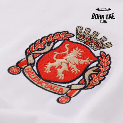 Balenciaga Paris Soccer Long Sleeve Oversized T-Shirt in White Camiseta