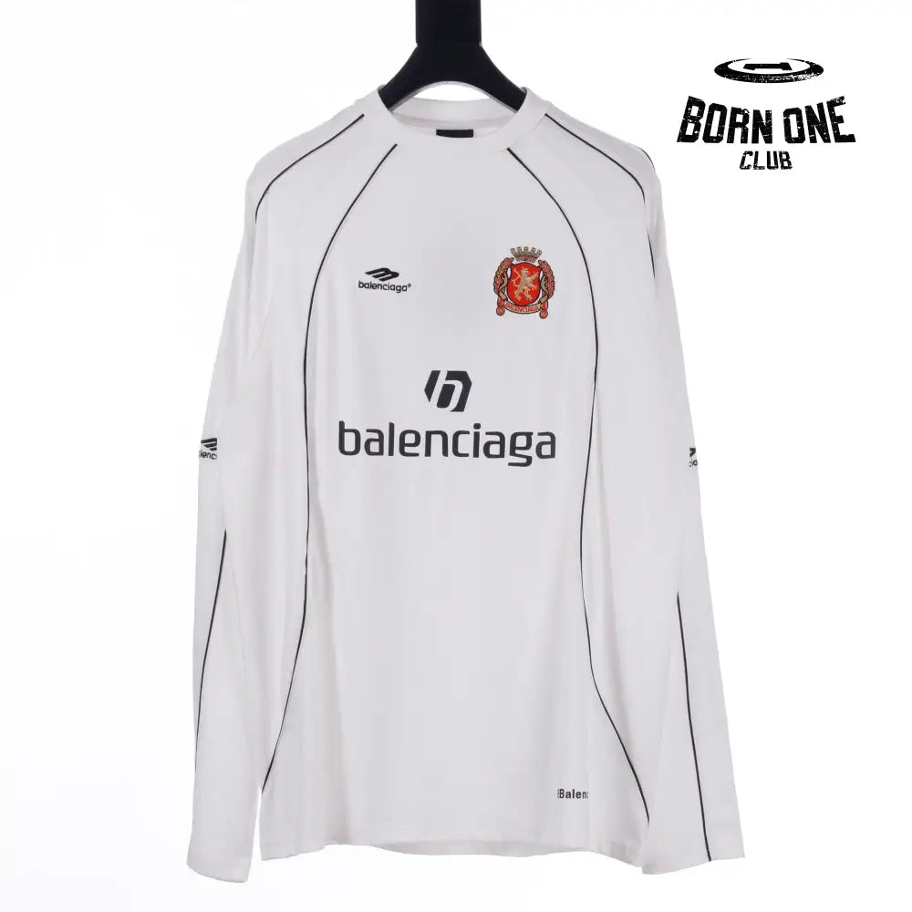 Balenciaga Paris Soccer Long Sleeve Oversized T-Shirt in White Camiseta